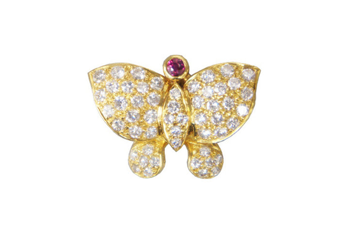 ORIGINAL JEWELRY<br>【オリジナルジュエリー】<br>K18YG<BR>バタフライ<BR>ダイヤモンドブローチ<BR>【NEW】