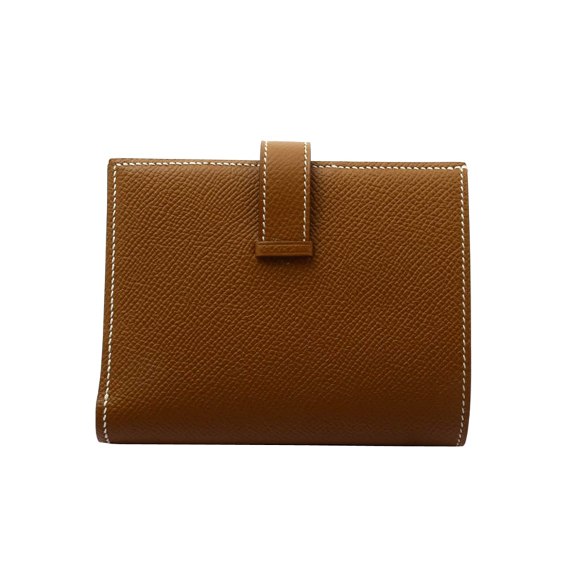 HERMES エルメス ベアンコンパクト ヴォーエプソン ゴールド シルバー金具 