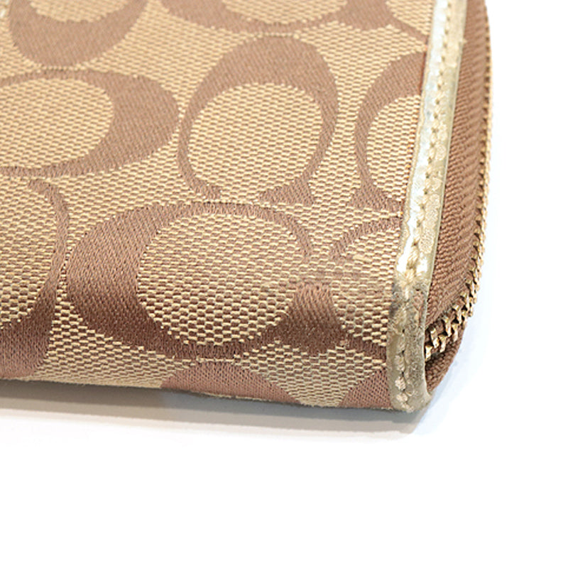 COACH　コーチ　シグネチャー　ストライプアコーディオン　ウォレット【中古】