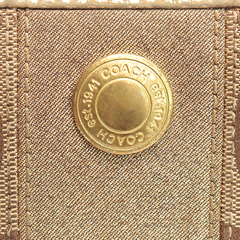 COACH　コーチ　シグネチャー　ストライプアコーディオン　ウォレット【中古】