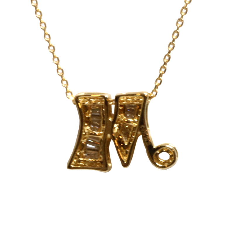 K18YG/D0.30ct イニシャル バゲットダイヤモンド ネックレス「M」【NEW】