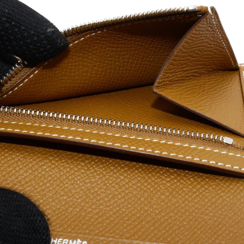 HERMES エルメス ベアンコンパクト ヴォーエプソン ゴールド シルバー金具