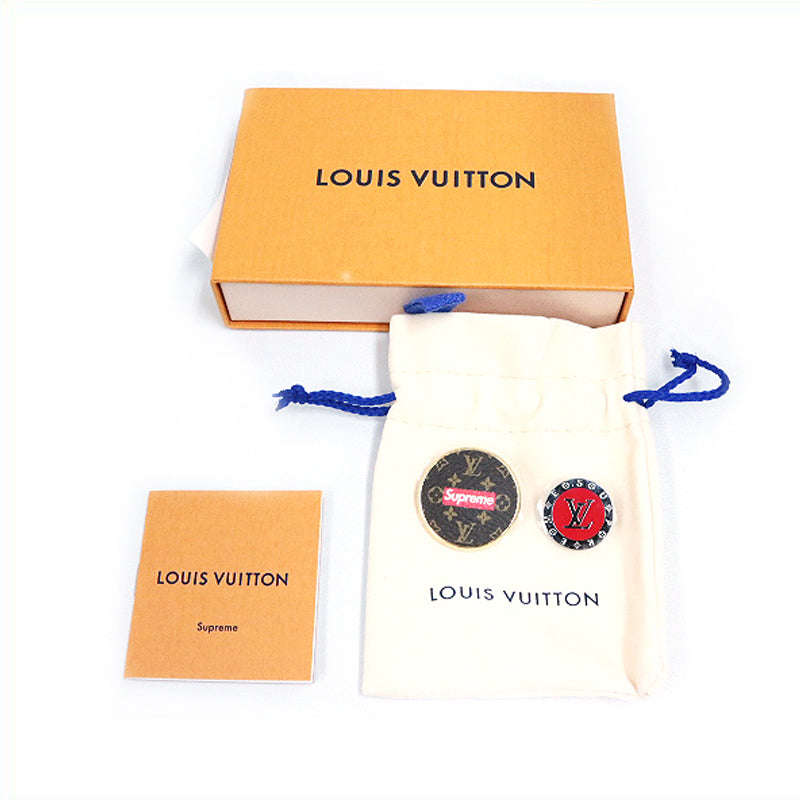 LOUIS VUITTON ルイヴィトン Supremeコラボ ピンブローチ2点セット