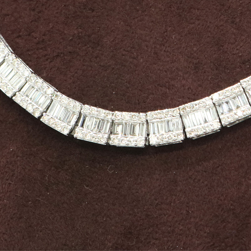  K18WG/D17.00ct　バゲットダイヤモンド　テニスネックレス