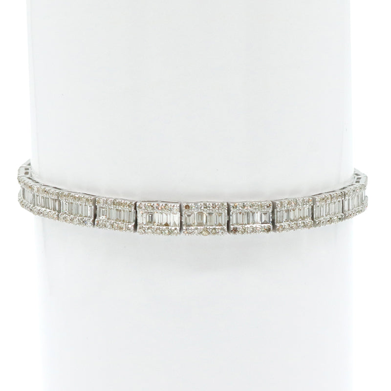 【受注生産品】 K18WG/D5.00ct バゲットダイヤモンド テニスブレスレット【新品】 ダイヤモンド