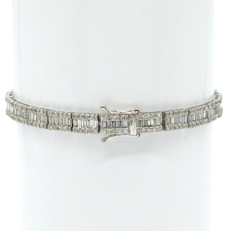 K18WG/D5.00ct　バゲットダイヤモンド　テニスブレスレット