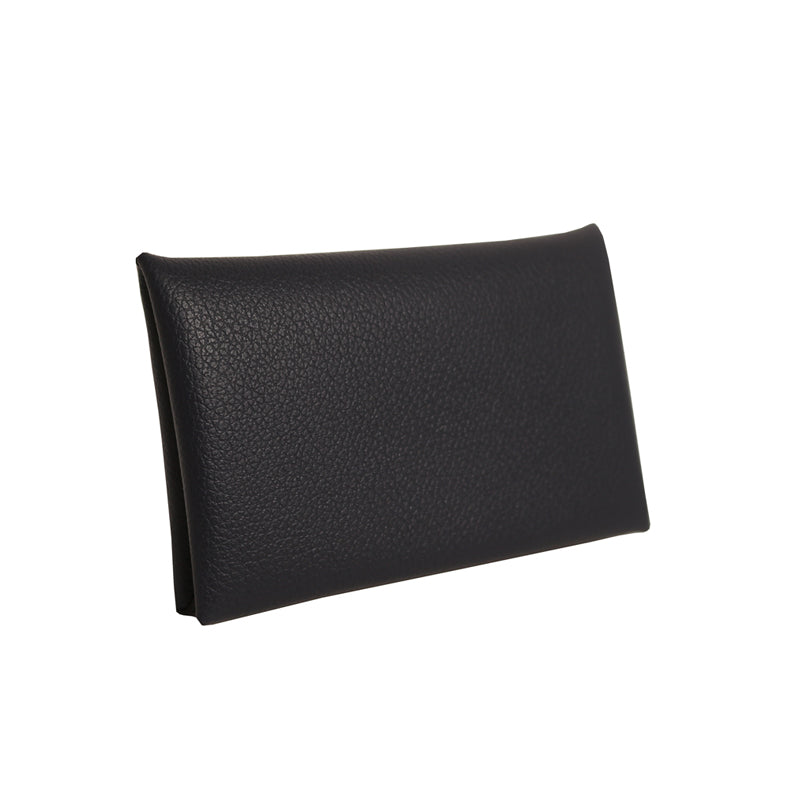 エルメス　カルヴィ　カードケース　ネイビー　シルバー金具