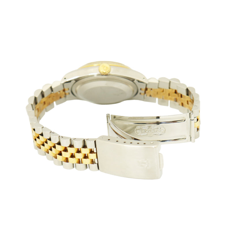 ROLEX　ロレックス　デイトジャスト　16233G/L番　SS×YG　ブラック文字盤　10Pダイヤ