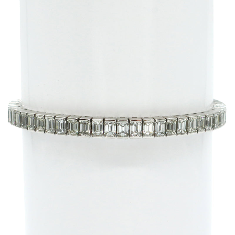 Pt900 K18WG D13.22ct エメラルドカット ダイヤモンド テニスブレスレット