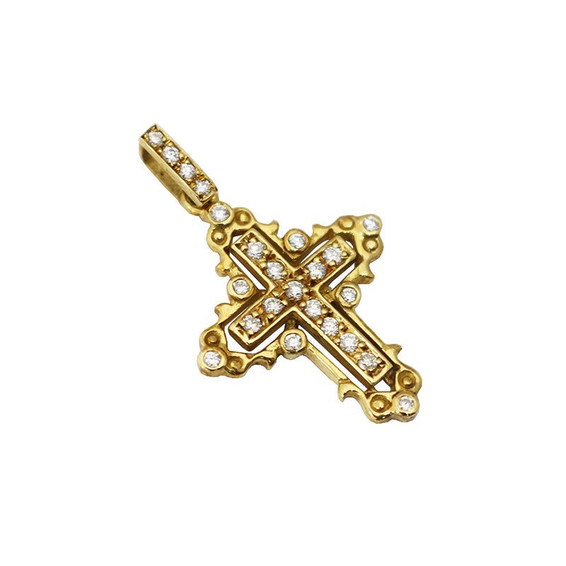 K18 YG D0.24ct<BR>クロス<BR>ダイヤモンドトップ<BR>【NEW】