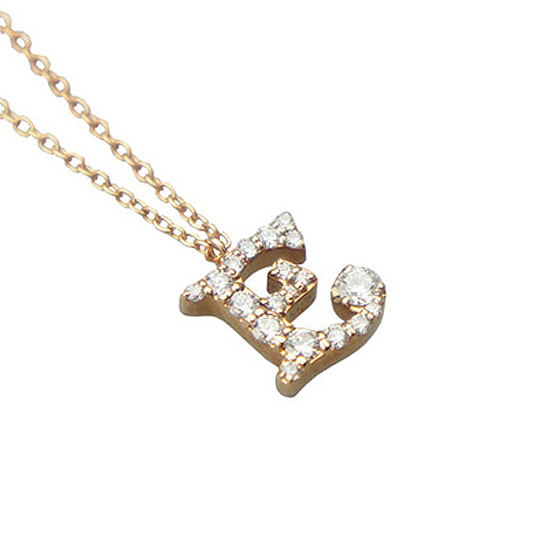 K18PG/D0.28ct　イニシャル「E」　ダイヤモンドペンダント【新品】