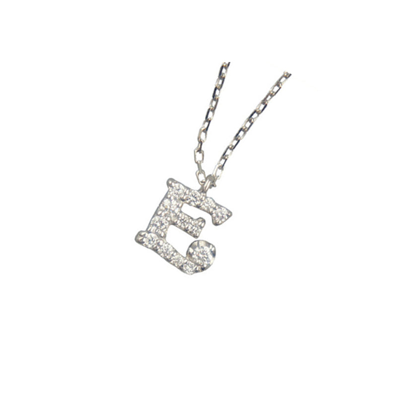 K18WG/D0.09ct　イニシャル「E」　ダイヤモンドペンダント【新品】