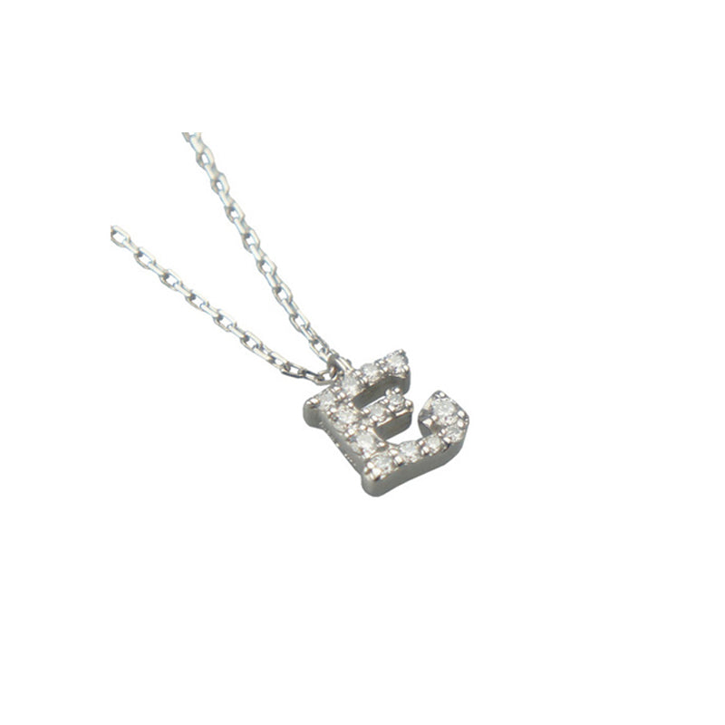 K18WG/D0.09ct　イニシャル「E」　ダイヤモンドペンダント【新品】