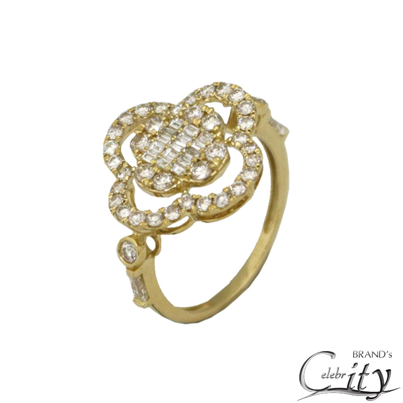 K18YG/D1.00ct<BR>フラワー<BR>ダイヤモンドリング<BR>Mサイズ<BR>【NEW】
