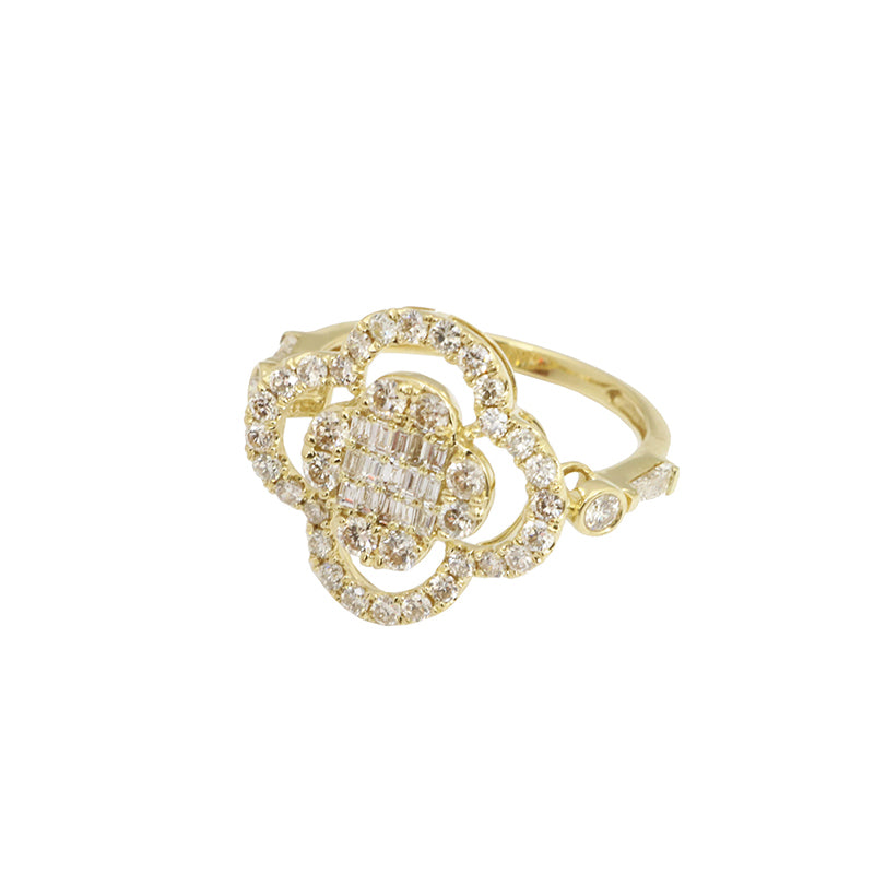 K18YG/D1.00ct<BR>フラワー<BR>ダイヤモンドリング<BR>Mサイズ<BR>【NEW】