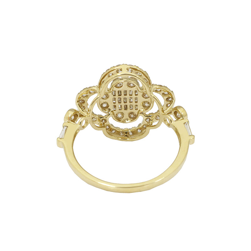 K18YG/D1.00ct<BR>フラワー<BR>ダイヤモンドリング<BR>Mサイズ<BR>【NEW】