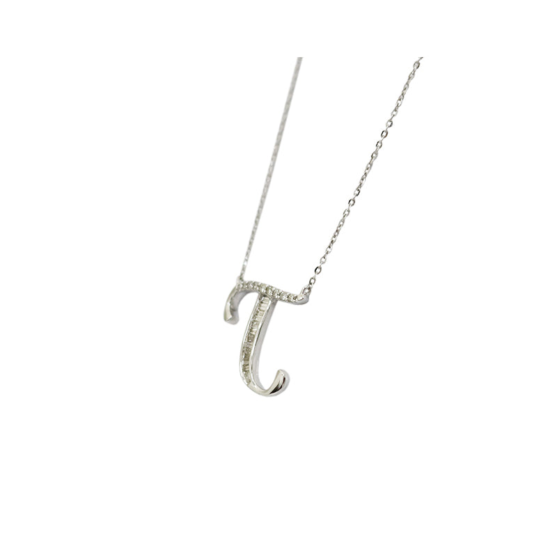 K18WG/D0.15ct　イニシャル「T」　ダイヤモンドペンダント【新品】