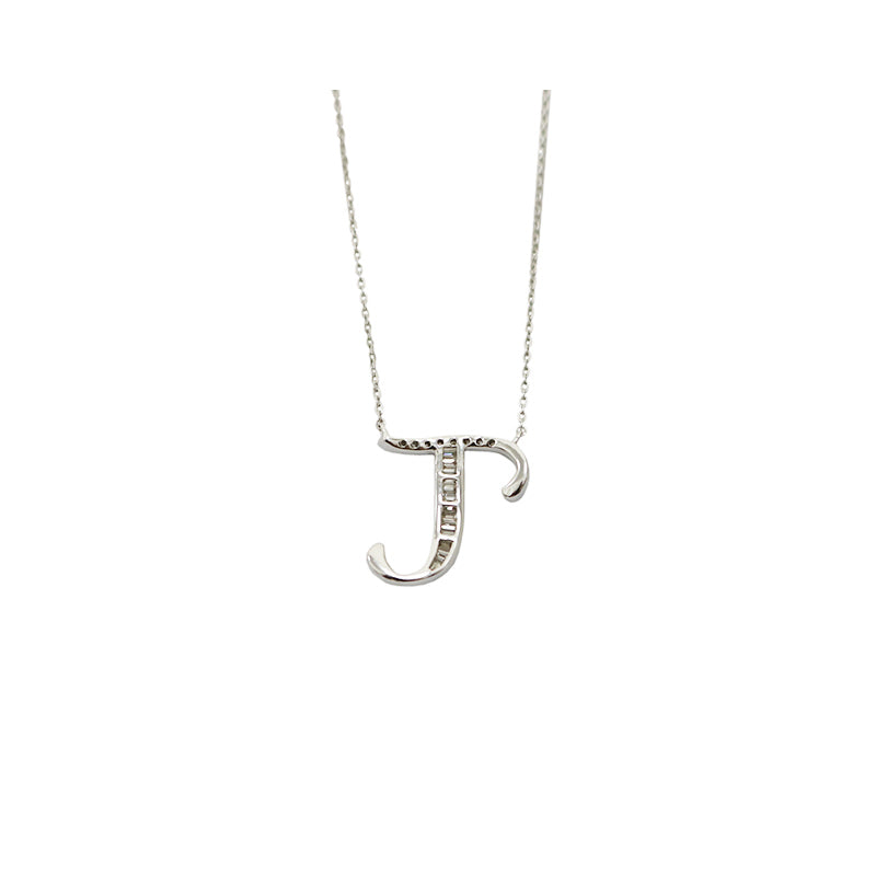 K18WG/D0.15ct　イニシャル「T」　ダイヤモンドペンダント【新品】