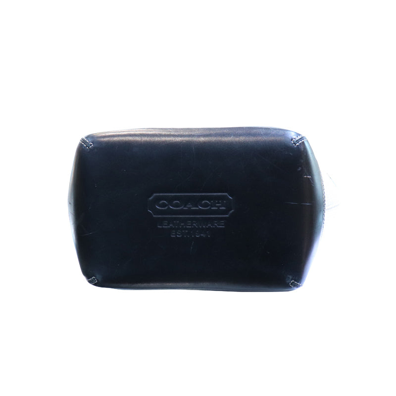 COACH　コーチ　アイボリー×ブラック　ストローハンドバッグ【中古】