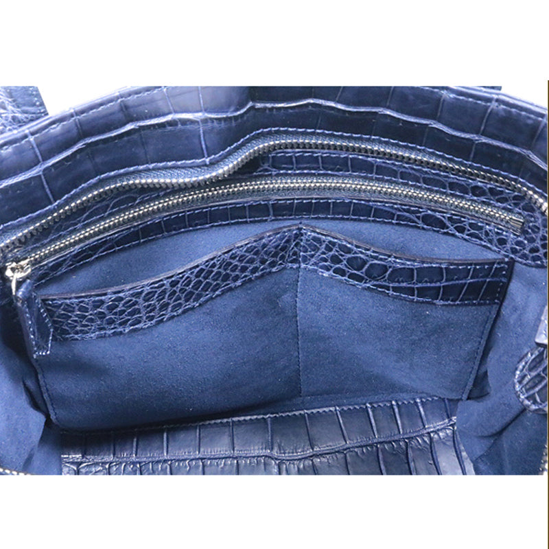 クロコダイル　ハンドバッグ　ネイビー【新品】