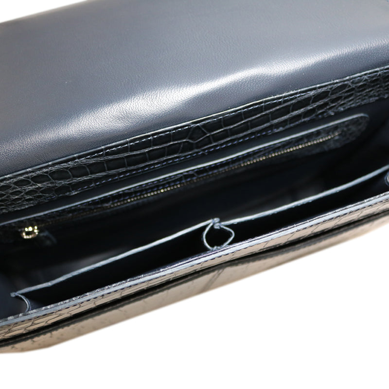 クロコダイル ショルダーバッグ ネイビー【新品】